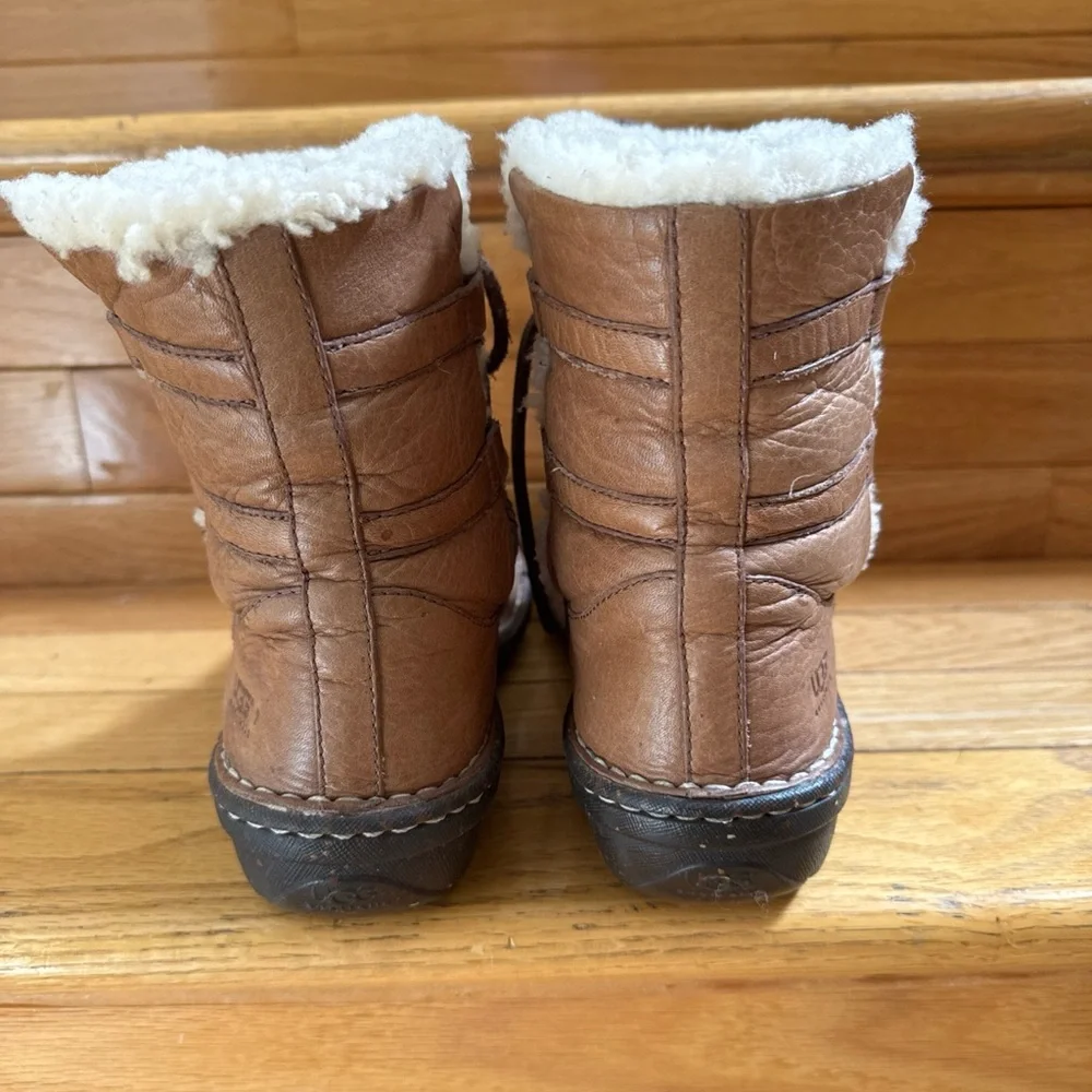 UGG Brown / Tan Leather Women’s Size 8 Leather Upper Shearling Sheepskin Lining